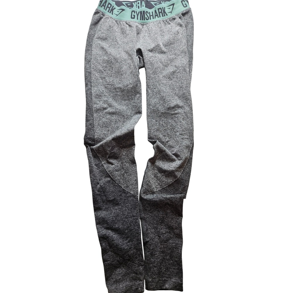 Gymshark Flex High Waisted Leggings Grey Marl Ombre Teal Waistband Size S